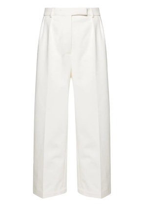 Thom Browne pleated cropped cotton trousers - White