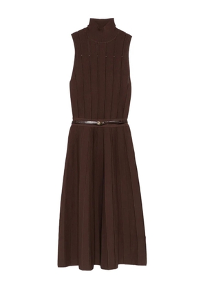 Elisabetta Franchi ribbed turtleneck belted maxi dress - Brown