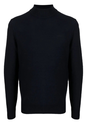 BOSS logo-embroidered high-neck jumper - Blue