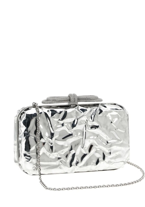 MACH & MACH Double Bow Wrapped Mirror clutch - Silver