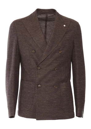 BRANDO double-breasted linen-blend jacket - Brown