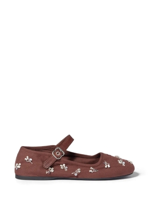 Miu Miu embroidered drill ballerinas - Brown