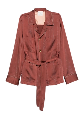 Forte Forte metallic-striped belted jacket - Brown