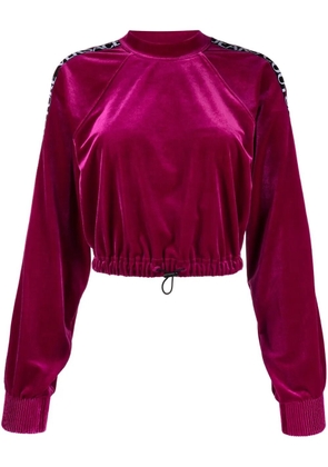 Versace Jeans Couture logo-trim velour sweatshirt - Pink