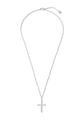 SHAY 18K white gold mini-cross diamond necklace - Silver