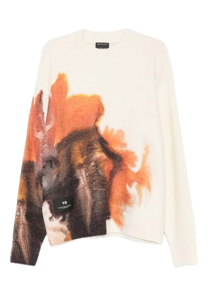 Y-3 graphic-print crew-neck sweater - Neutrals