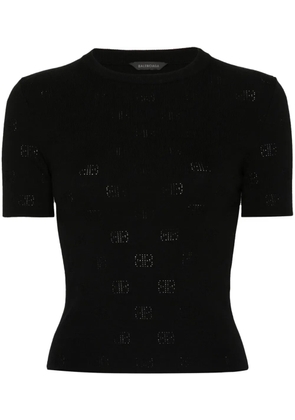 Balenciaga BB pointelle-knit T-shirt - Black