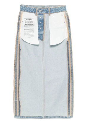 VETEMENTS Inside-Out denim midi skirt - Blue