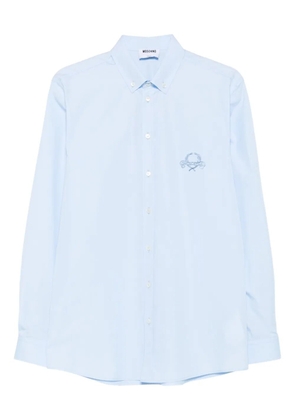 Moschino logo-embroidered long-sleeved shirt - Blue