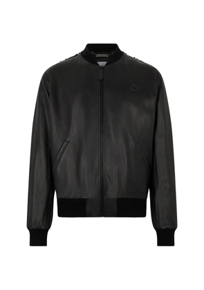 Philipp Plein leather bomber jacket - Black