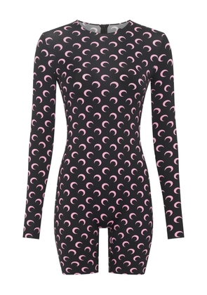 Marine Serre Moon-print jersey playsuit - Black