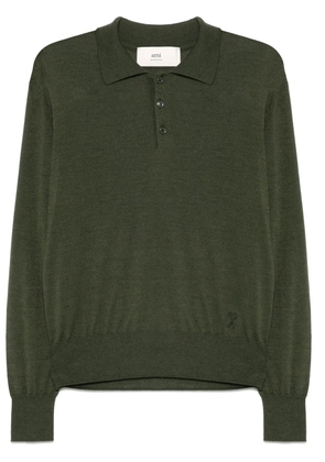 AMI Paris fine-knit polo shirt - Green