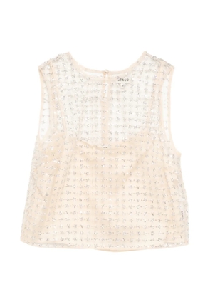 STAUD sequined tulle top - Neutrals