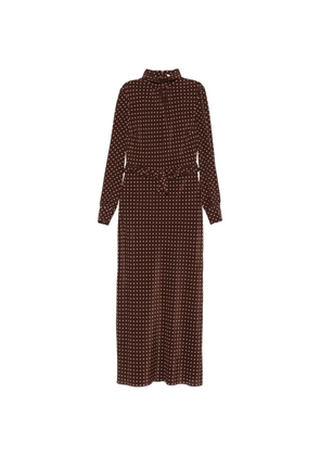 Alessandra Rich polka dot print high-neck midi dress - Brown
