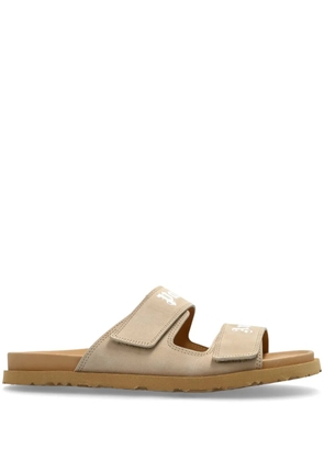Palm Angels logo-print leather slides - Neutrals