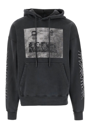 44 LABEL GROUP print-detail drawstring hoodie - Grey