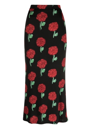 Versace Jeans Couture high-waisted floral-print skirt - Black