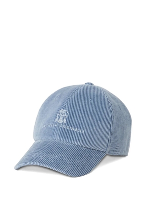 Brunello Cucinelli corduroy logo-embroidered baseball cap - Blue