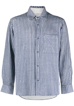 Craig Green ripped striped cotton shirt - Blue