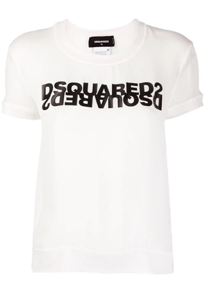 DSQUARED2 mirrored logo georgette top - White