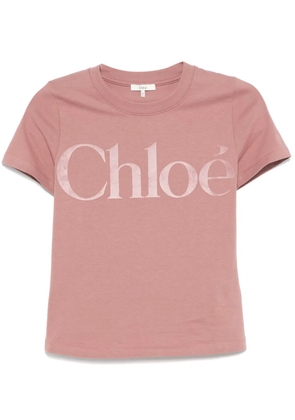 Chloé flocked-logo T-shirt - Pink