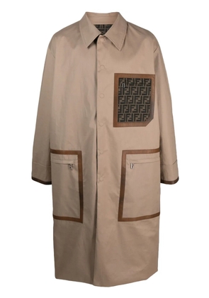 FENDI button-up mid-length trench coat - Neutrals