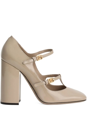 Dolce & Gabbana DG buckle-embellished leather pumps - Neutrals