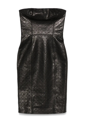 Marine Serre monogram-embossed leather mini dress - Black