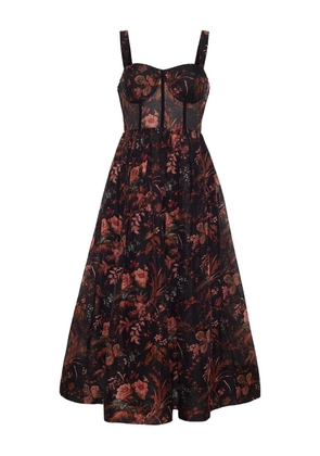 Cara Cara floral-print midi dress - Black