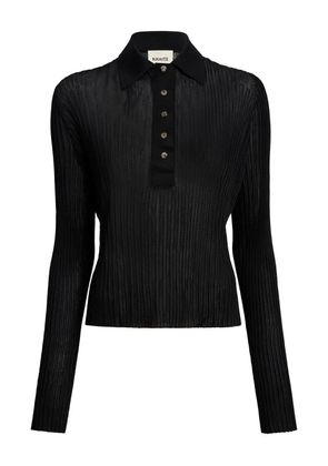 KHAITE long sleeve polo top - Black