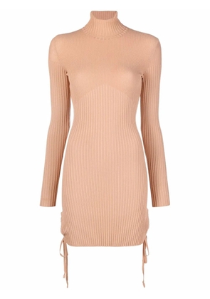 ANDREĀDAMO roll-neck ribbed knit dress - Brown