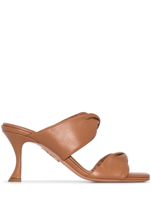 Aquazzura Twist 75mm leather mules - Brown