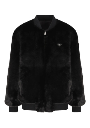 Prada faux-fur logo jacket - Black