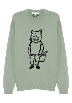 Maison Kitsuné Dressed Fox-intarsia sweater - Green