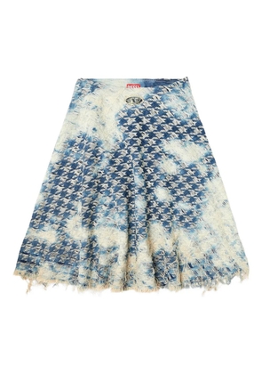 Diesel houndstooth frayed denim skirt - Blue