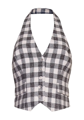 Cara Cara gingham halterneck waistcoat - White