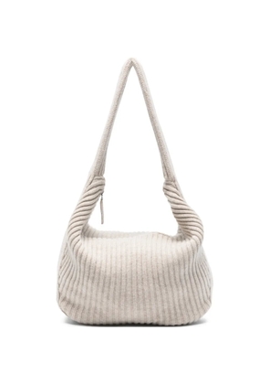 Aya Muse ribbed zip shoulder bag - Neutrals