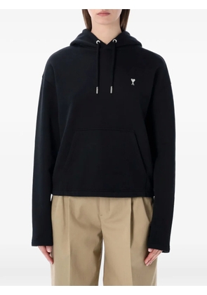 AMI Paris heart-embroidery hooded hoodie - Black