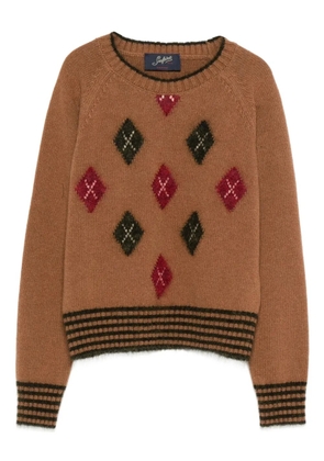 Seafarer diamond-pattern crew-neck sweater - Brown
