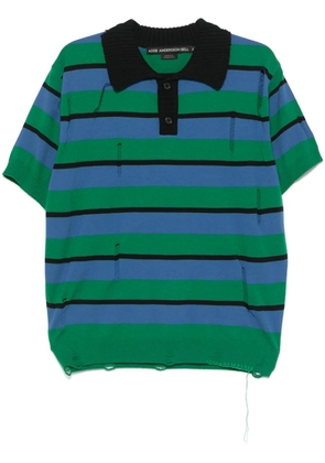 Andersson Bell damaged striped polo shirt - Blue