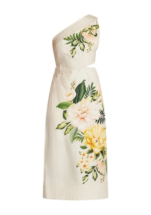 FARM Rio floral-print one-shoulder midi dress - Neutrals