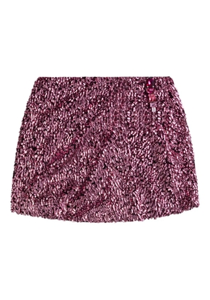 AREA crystal sequin mini skirt - Pink
