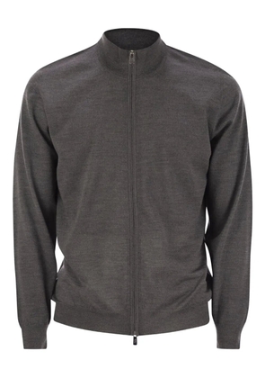 Fedeli open knitted zip cardigan - Grey