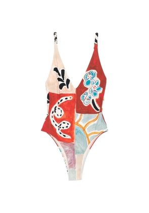 ALEMAIS V-neck printed swimsuit - Red