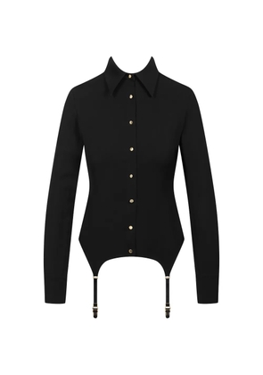 Maison Close lace back suspender shirt - Black