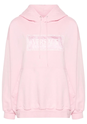 Versace logo-embroidered cotton hoodie - Pink