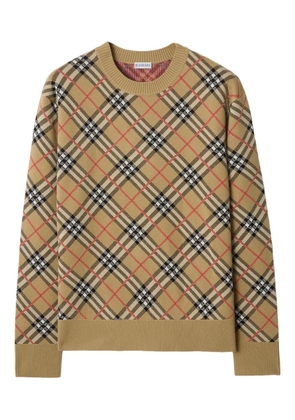 Burberry check crew-neck sweater - Neutrals