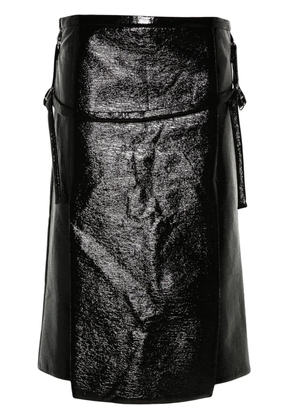 Courrèges logo-embroidered vinyl midi skirt - Black
