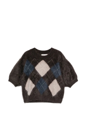 Lisa Yang argyle knit top - Brown