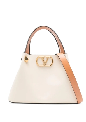 Valentino Garavani stud logo-plaque shoulder bag - Neutrals